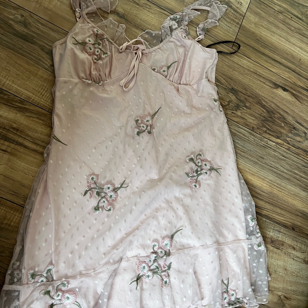 MAJORELLE Pink Chemise with Delicate Embellishments